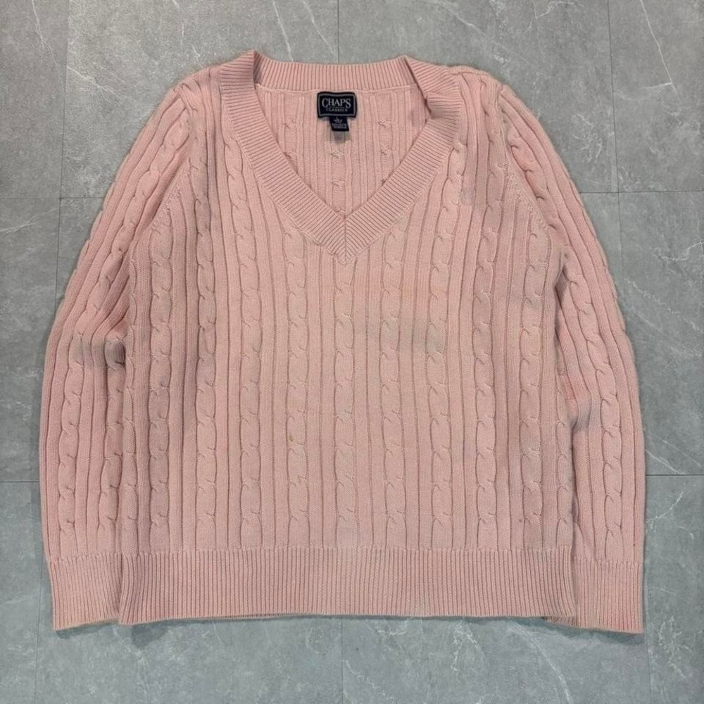 Chaps pink cable knitโ sweater Size M #knitwear #cableknit